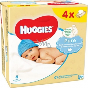 Huggies Pure wet cleaning wipes 4 x 56 pieces