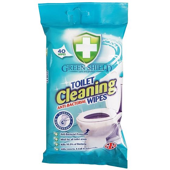Green Shield WC and Enamel Antibacterial Cleaning Wet Wipes 40 Pieces