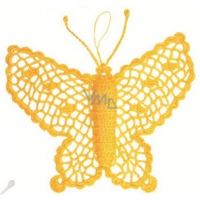 Crochet butterfly large approx. 16 cm yellow