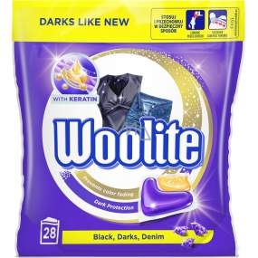 Woolite Dark Black & Denim gel capsules with keratin for dark and black laundry, removes stains, protection against loss of shape and maintaining the intensity of color 28 pieces