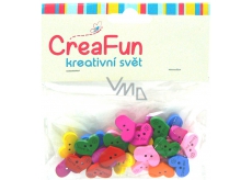 CreaFun Dřevěné knoflíčky Srdce mix barev 11 x 16 mm 30 kusů