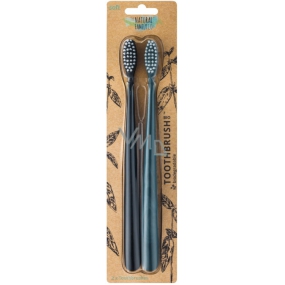 The Natural Family Co. Soft Bio toothbrush Black and gray made of corn starch 2 pieces