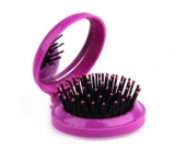 Donegal POP-UP Folding hair brush with mirror, 6.5 cm x 7.5 cm