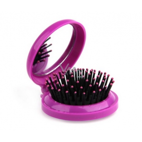 Donegal POP-UP Folding hair brush with mirror, 6.5 cm x 7.5 cm