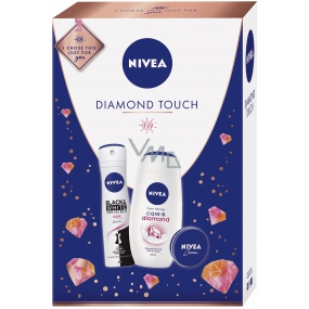Nivea Diamond Touch Care & Diamond shower gel for women 250 ml + Black & White Clear antiperspirant spray for women 150 ml + cream 30 ml, cosmetic set