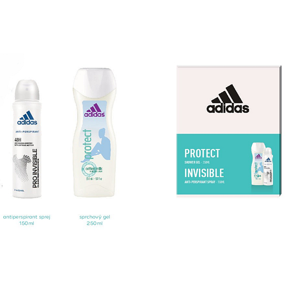 Adidas Pro Invisible antiperspirant deodorant spray for women 150 ml + shower gel 250 ml, cosmetic set