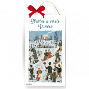 Nekupto Wooden sign Josef Lada Merry Christmas 20 x 12 x 0,5 cm