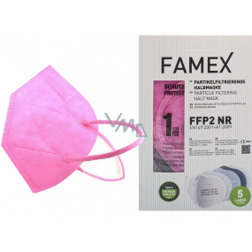Famex Respirator oral protective 5-layer FFP2 face mask pink 10 pieces