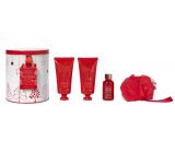 Grace Cole Wild Fig & Cranberry shower gel 100 ml + body cream 100 ml + bath foam 50 ml + bath sponge + tin box, cosmetic set for women