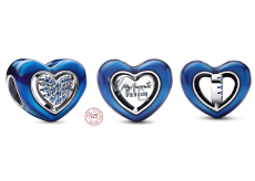 Charm Sterling silver 925 Revolving blue heart bead bracelet love