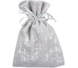 Fabric velour bag with gloss grey 12 x 16 cm