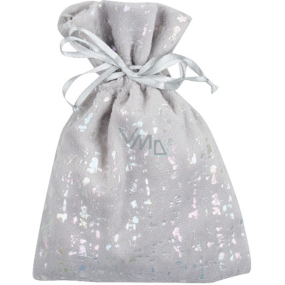 Fabric velour bag with gloss grey 12 x 16 cm