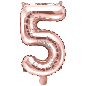 Ditipo Inflatable foil balloon number 5 pink gold 35 cm 1 piece