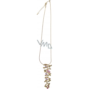 Gold necklace with pink stones 40 cm