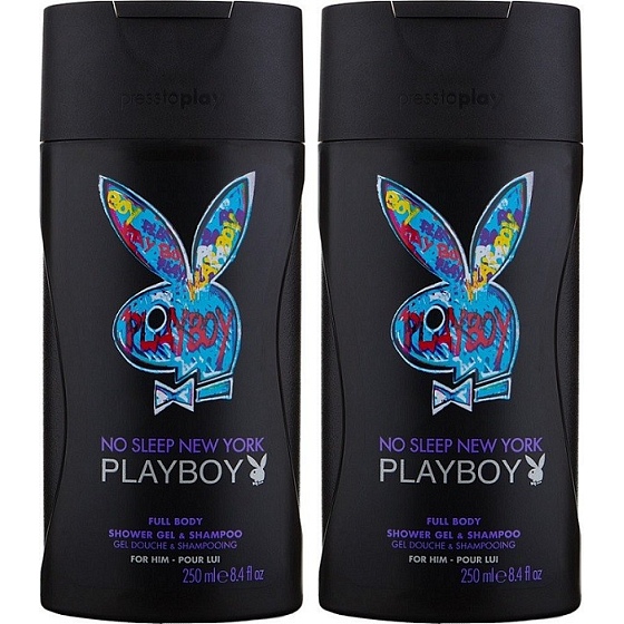 Playboy No Sleep New York 2in1 shower gel and shampoo for men 2 x 250 ml, duopack