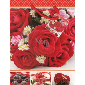 Nekupto Gift paper bag 23 x 18 x 10 cm Red-red roses 1 piece 973 30 BM