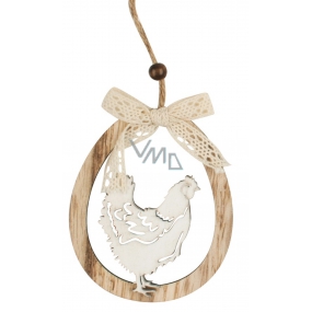 Oval hen for hanging wooden 11 cm 1 piece