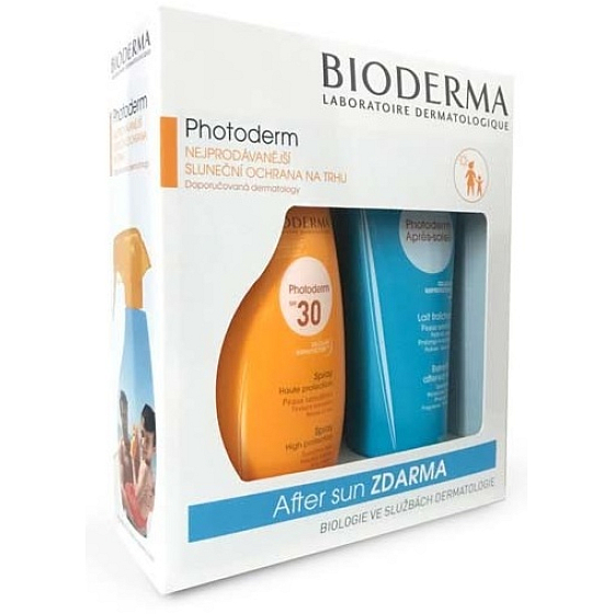 Bioderma Photoderm SPF30 tanning spray for sensitive skin 400 ml + After Sun hydration and nutrition after sun lotion 200 ml, cosmetic set