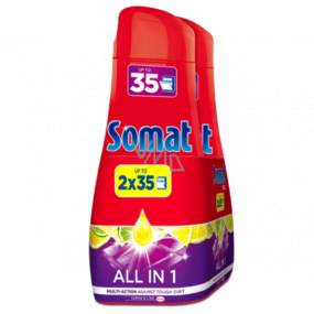 Somat All in 1 Lemon & Lime dishwasher gel 2 x 35 doses 2 × 630 ml