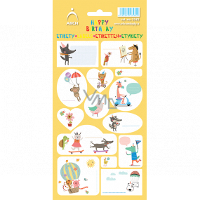 Sheet of Stickers for Home, for Gifts Happy Birthday Yellow 11 x 23.5 cm