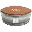 WoodWick Trilogy Warm Woods - Warm wood scented candle with wooden wide wick and glass boat lid 453 g