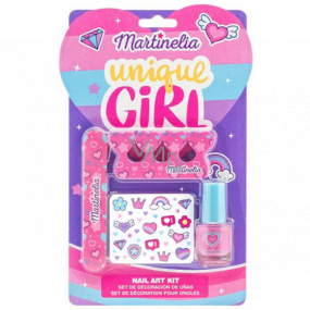 Martinelia Unique Girl nail polish 1 piece + nail file + finger separator + nail stickers, cosmetic set for children
