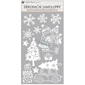 Christmas decoration sticker Car with glitters 24 x 47 cm