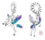 Charm Sterling silver 925 Pegasus, Unicorn flying, animal bracelet pendant
