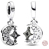 Charm Sterling silver 925 Crescent and rotating star, universe bracelet pendant