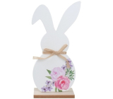 Wooden rabbit with flower pattern 23 cm