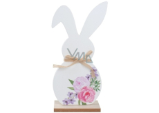 Wooden rabbit with flower pattern 23 cm