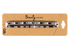 Albi Beads. Black and white bracelets, wider and thinner set, adjustable size, 2 pieces