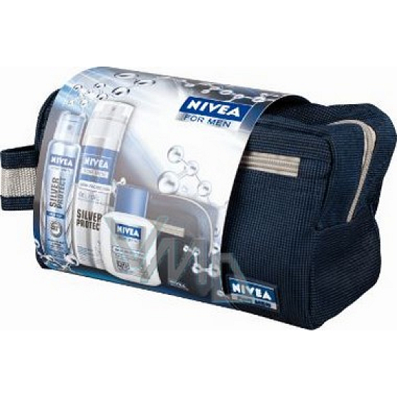Nivea Men Kazpolarblue shaving gel 200 ml + aftershave 100 ml + deodorant spray 150 ml bag cosmetic set
