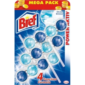 Bref Power Aktiv 4 Formula Ocean Breeze WC block for hygienic cleanliness and freshness of your toilet, colours water 3 x 50 g, megapack