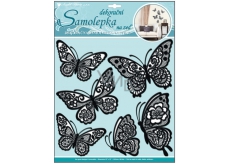 Room Decor Wall stickers plastic 3D butterflies with moving lace black wings 39 x 30 cm 1 arch