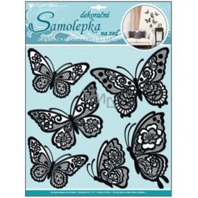 Wall stickers plastic 3D butterflies with moving lace black wings 39 x 30 cm 1 arch
