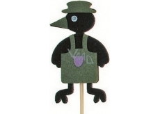 Crow in apron green recess 7 cm + skewers 15 cm