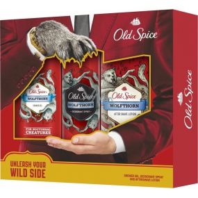 Old Spice Wolfthorn aftershave 100 ml + deodorant spray 125 ml + shower gel 250 ml, cosmetic set