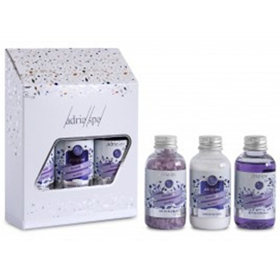Adria Spa Lavender & Olive Nourishing shower gel 50 ml + bath salt 50 ml + body lotion 50 ml, Travel mini set