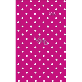 Albi Diary 2018 pocket weekly Pink with polka dots 9.5 cm × 15.5 cm × 1.1 cm