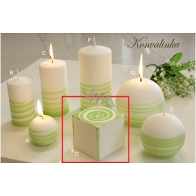 Lima Aromatic spiral Lily of the valley candle white - green cube 65 x 65 mm 1 piece