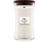 WoodWick Linen - Pure linen scented candle with wooden wick and glass lid size 609.5 g