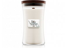 WoodWick Linen - Pure linen scented candle with wooden wick and glass lid size 609.5 g