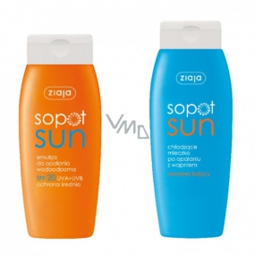 Ziaja Sun SPF 20 waterproof suntan lotion 150 ml + cool suntan lotion with calcium 200 ml, duopack