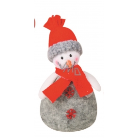 Gray snowman knitted on a standing 17 cm