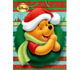 Ditipo Disney Dárková papírová taška pro děti M Medvídek Pú se santa čepicí 23 x 9,8 x 17,5 cm