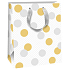 Ditipo Gift paper bag 18 x 10 x 22.7 cm white, yellow and gray polka dots QC Glitter