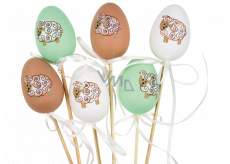 Egg with sheep plastic recess 6 cm + skewers of different colors 1 piece