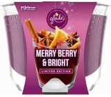 Glade Maxi Merry Berry & Bright with the scent of merlot, wild berries and spices scented candle in a glass, burning time up to 52 hours 224 g