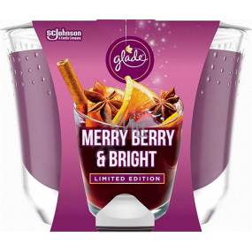 Glade Maxi Merry Berry & Bright with the scent of merlot, wild berries and spices scented candle in a glass, burning time up to 52 hours 224 g